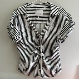 Frame Striped Cuffed Sleeve Blouse (Medium)